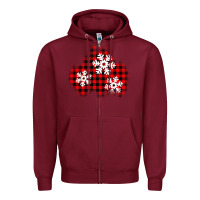 Burgundy Christmas snowflakes patch Zipper Hoodie - AdoDesignShop
