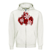 Oatmeal Heather Christmas snowflakes patch Zipper Hoodie - AdoDesignShop