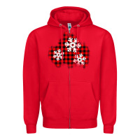 Red Christmas snowflakes patch Zipper Hoodie - AdoDesignShop
