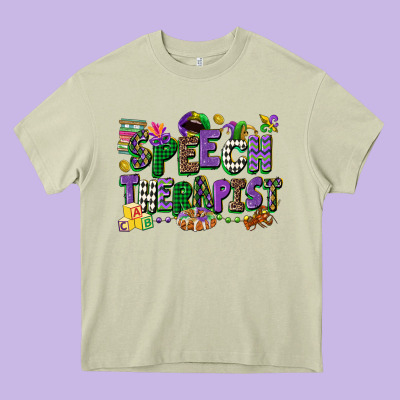 Speech Therapist Mardi Gras Cowgirl Heavy Core Tee Designed By Cowgirlartshop