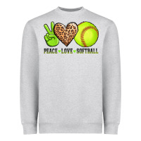 Heather Grey peace love softball Heavyweight Sweatshirt - AdoDesignShop