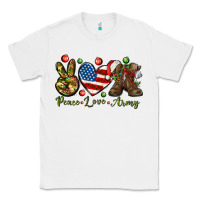 White Peace Love Army Christmas 4th of july Classic Tee - HowdyJamesFarm