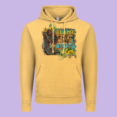 Blame It All On My Boots Vintage Hoodie Designed By Fadigitalartstudio