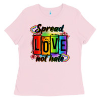 Bubblegum Pink spread love not hate Ladies Tee - OliviaCreatesArt
