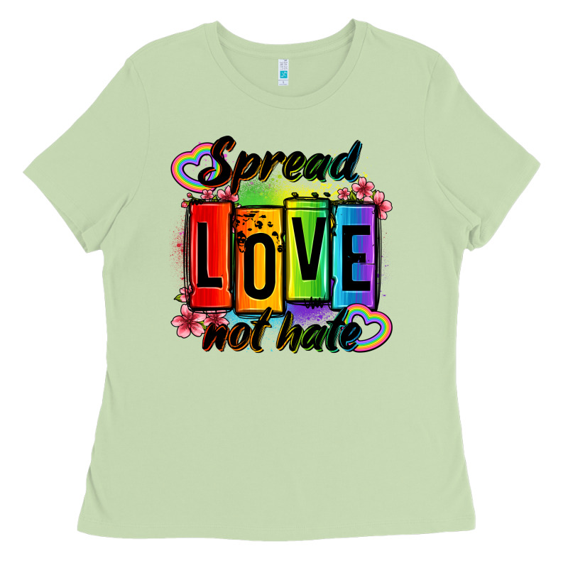 Spread Love Not Hate Ladies Tee by OliviaCreatesArt | Teevron