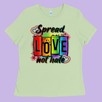 Spread Love Not Hate Ladies Tee Designed By Oliviacreatesart