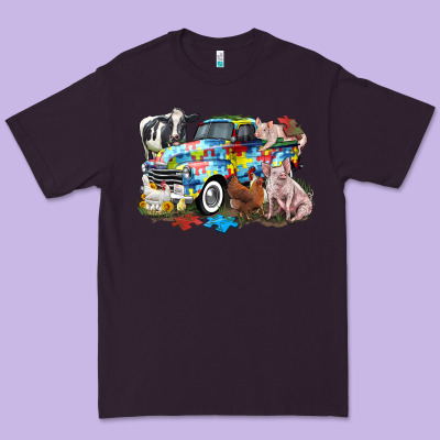 Autism Truck With Farm Animals Premium Tee Designed By Cowgirlartshop