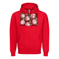 Red baseball christmas background Zipper Hoodie - AdoDesignShop