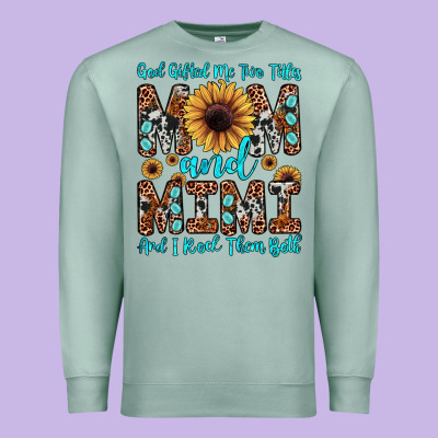 God Gifted Me Two Titles Mom And Mimi  And I Rock Them Both Premium Sweatshirt Designed By Jahusdesignshop
