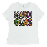 White mardi gras copy Ladies Tee - OliviaCreatesArt