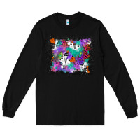 Black halloween ghost and turquoise glitter background Long Sleeve Tee - BundleAndBundleShop