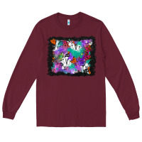 Burgundy halloween ghost and turquoise glitter background Long Sleeve Tee - BundleAndBundleShop