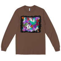 Chestnut halloween ghost and turquoise glitter background Long Sleeve Tee - BundleAndBundleShop
