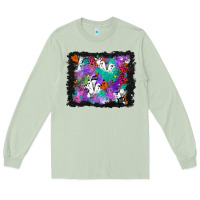 Matcha halloween ghost and turquoise glitter background Long Sleeve Tee - BundleAndBundleShop