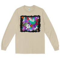 Mushroom halloween ghost and turquoise glitter background Long Sleeve Tee - BundleAndBundleShop