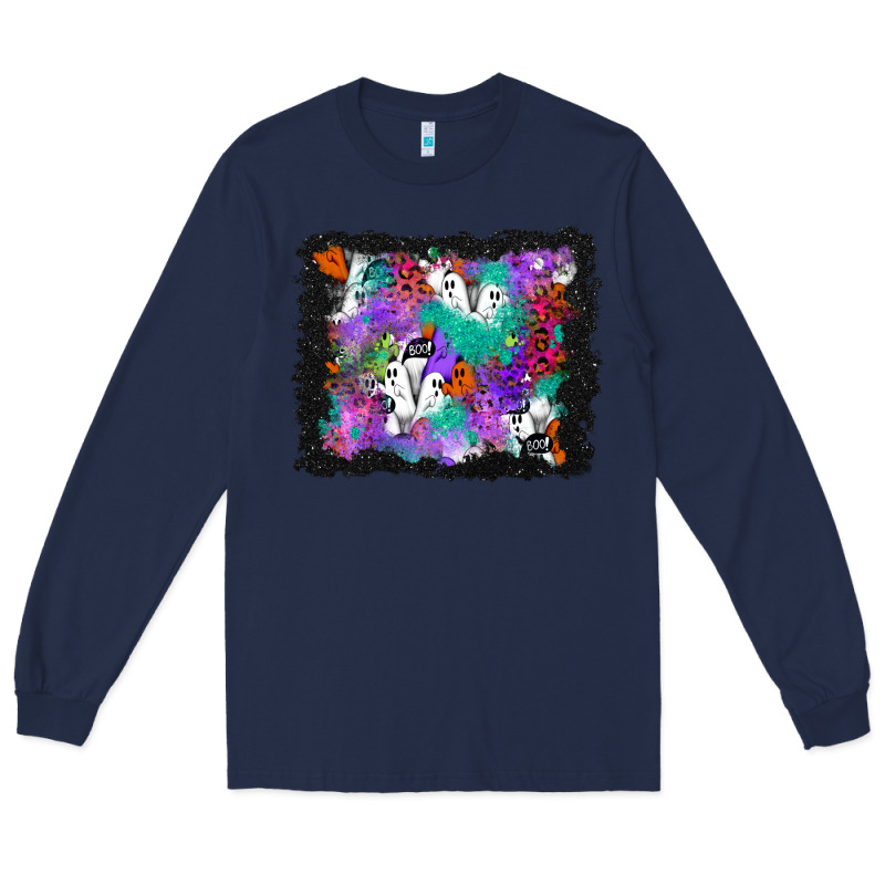 Halloween Ghost And Turquoise Glitter Background Long Sleeve Tee by BundleAndBundleShop | Teevron