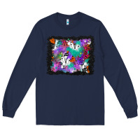 Navy halloween ghost and turquoise glitter background Long Sleeve Tee - BundleAndBundleShop