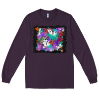 Plum halloween ghost and turquoise glitter background Long Sleeve Tee - BundleAndBundleShop