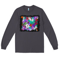 Smoke halloween ghost and turquoise glitter background Long Sleeve Tee - BundleAndBundleShop