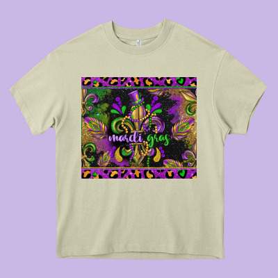 Mardi Gras Fleur De Lis Heavy Core Tee Designed By Cowgirlartshop
