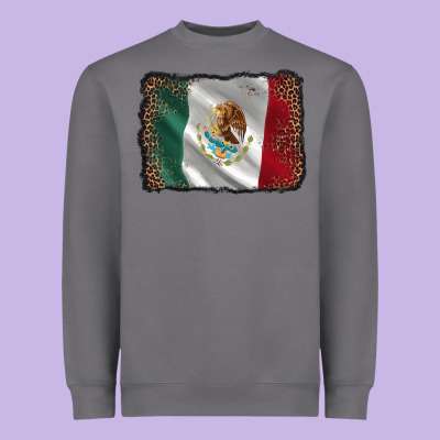 Mexico Flag Black Glitter Leopard Heavyweight Sweatshirt Designed By Adodesignshop