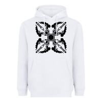 White trippy psychedelic rave sacred geometry Heavyweight Hoodie - DesigneFamous
