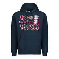 Navy v is for valentine versed Premium Hoodie - RacoonDesign