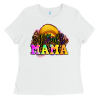 White softball mama Ladies Tee - OliviaCreatesArt