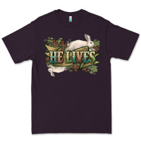Plum He lives Easter Day Premium Tee - HowdyJamesFarm