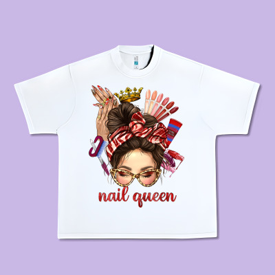 Nail Queen Messy Bun With Crown Bbs Urban Heavy Tee Designed By Bundleandbundleshop