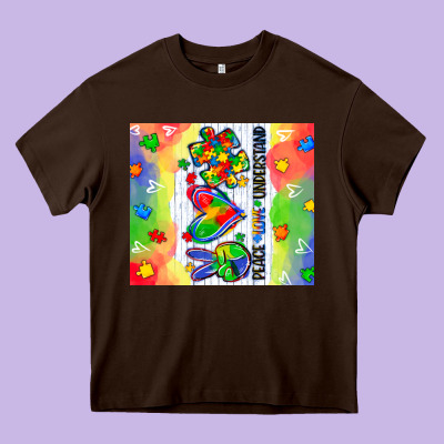 Peace Love Understand Heavy Core Tee Designed By Cowgirlartshop