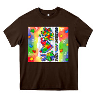 Chocolate Brown peace love understand Heavy Core Tee - CowGirlArtShop