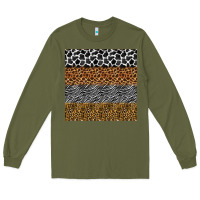 Army Green safari animals seamless pattern Long Sleeve Tee - BundleAndBundleShop