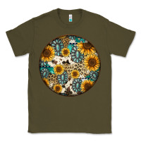 Army Green western pattern circle earrings Classic Tee - Jasminsmagicworld