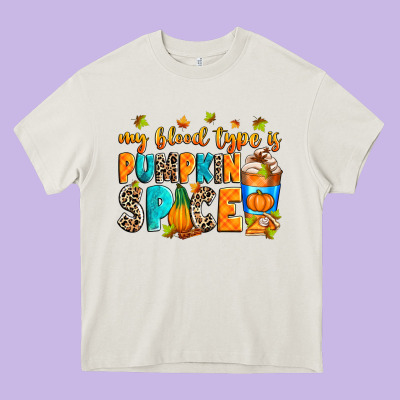 My Blood Type Is Pumpkin Spice Heavy Core Tee Designed By Ranaportraitstore