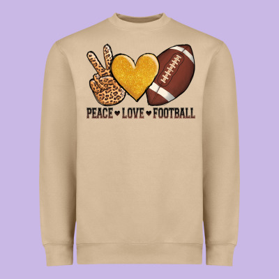 Peace Love Football Heavyweight Sweatshirt Designed By Adodesignshop