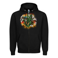 Black cowhide aztec sunflowers cactus Zipper Hoodie - AdoDesignShop