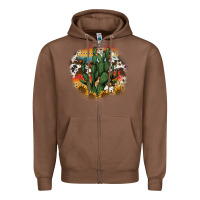 Chestnut cowhide aztec sunflowers cactus Zipper Hoodie - AdoDesignShop