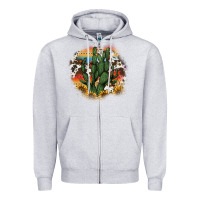Heather Grey cowhide aztec sunflowers cactus Zipper Hoodie - AdoDesignShop