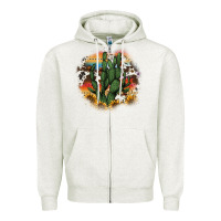 Oatmeal Heather cowhide aztec sunflowers cactus Zipper Hoodie - AdoDesignShop