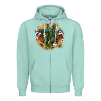 Cowhide Aztec Sunflowers Cactus Zipper Hoodie | Teevron