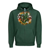 Sports Green cowhide aztec sunflowers cactus Zipper Hoodie - AdoDesignShop