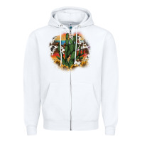 White cowhide aztec sunflowers cactus Zipper Hoodie - AdoDesignShop