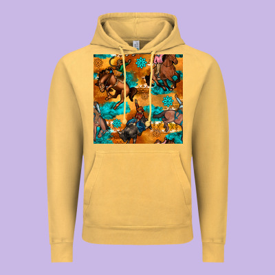 Cowboy Rodeo Seamless Pattern Vintage Hoodie Designed By Bundleandbundleshop