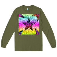 Army Green zebra glitter star seamless pattern Long Sleeve Tee - BundleAndBundleShop