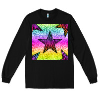 Black zebra glitter star seamless pattern Long Sleeve Tee - BundleAndBundleShop