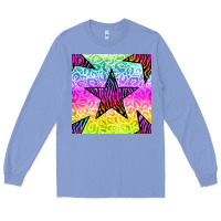 Colony Blue zebra glitter star seamless pattern Long Sleeve Tee - BundleAndBundleShop