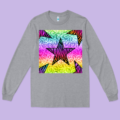 Zebra Glitter Star Seamless Pattern Long Sleeve Tee Designed By Bundleandbundleshop