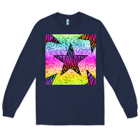 Navy zebra glitter star seamless pattern Long Sleeve Tee - BundleAndBundleShop