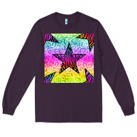 Plum zebra glitter star seamless pattern Long Sleeve Tee - BundleAndBundleShop